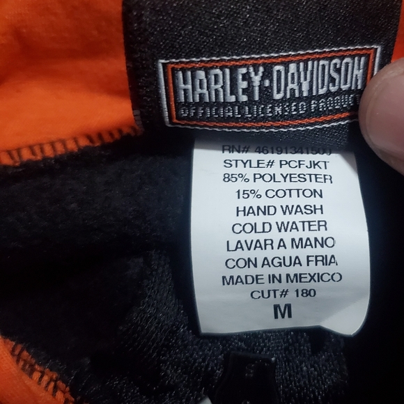 Vintage Y2k Harley Davidson Medium Full Zip Up Hoodie Las Vegas 1997  Bikecore - Picture 11 of 12